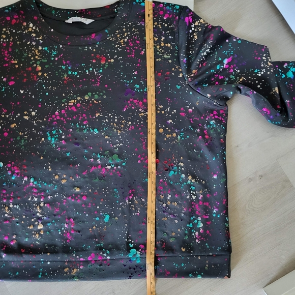 Studio Untold Womens Pullover Sweatshirt 24/26 Rainbow Metallic Paint Splatter - Picture 10 of 13